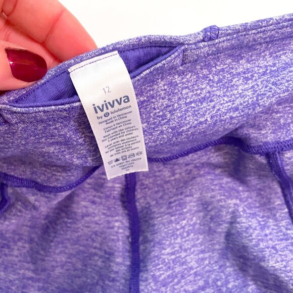 Ivivva Cropped Purple Leggings, Size 12 - Picture 3 of 4